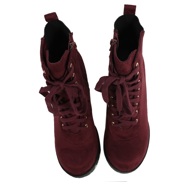 Vino Faux Suede Lace Up Stacked Block Heel Ankle - Picture 4 of 8